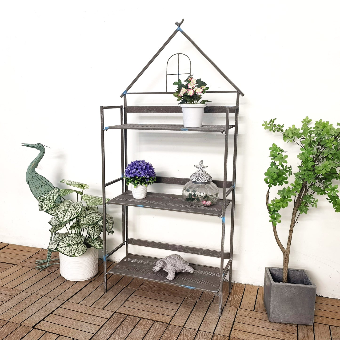 Metal Home And Garden 3 Tier Folding Flower Display Rack Shelf standing display storage shelf