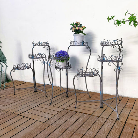 MR 3 Tier Folding Tall Plant Stand Rotatable Metal Flower Pot Holder Home Decor Multi Metal Corner Display Shelf