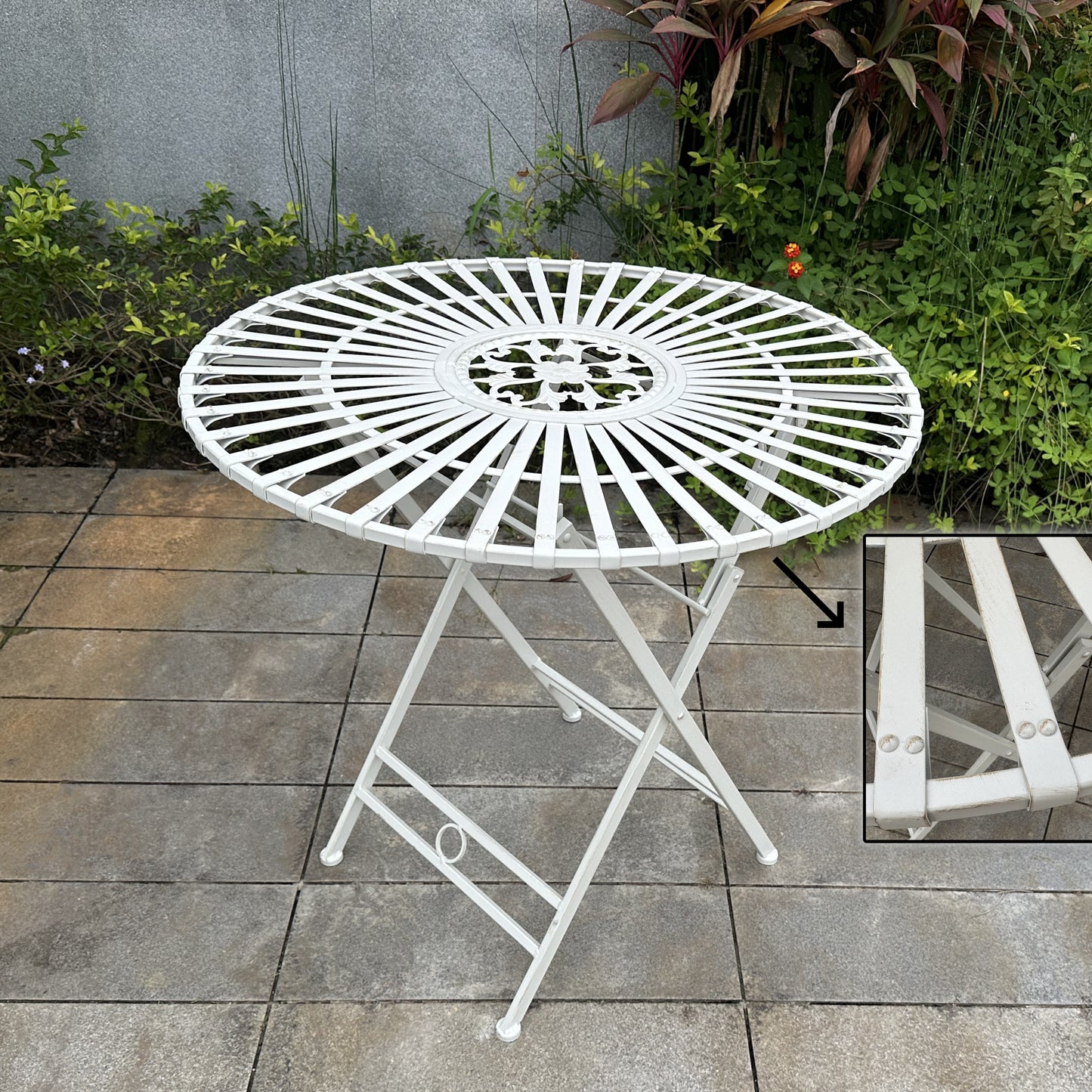 American country iron old retro folding round table outdoor courtyard leisure dining table homestay special craft table