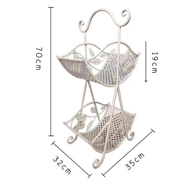 butterfly iron multi-layer flower rack storage rack Creative half-round hand basket fruit snacks storage basket