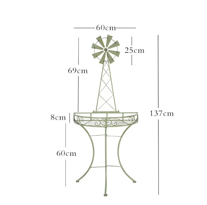 European iron work rotating windmill semi-circle garden rack outdoor Clematis climbing pergola balcony garden rack