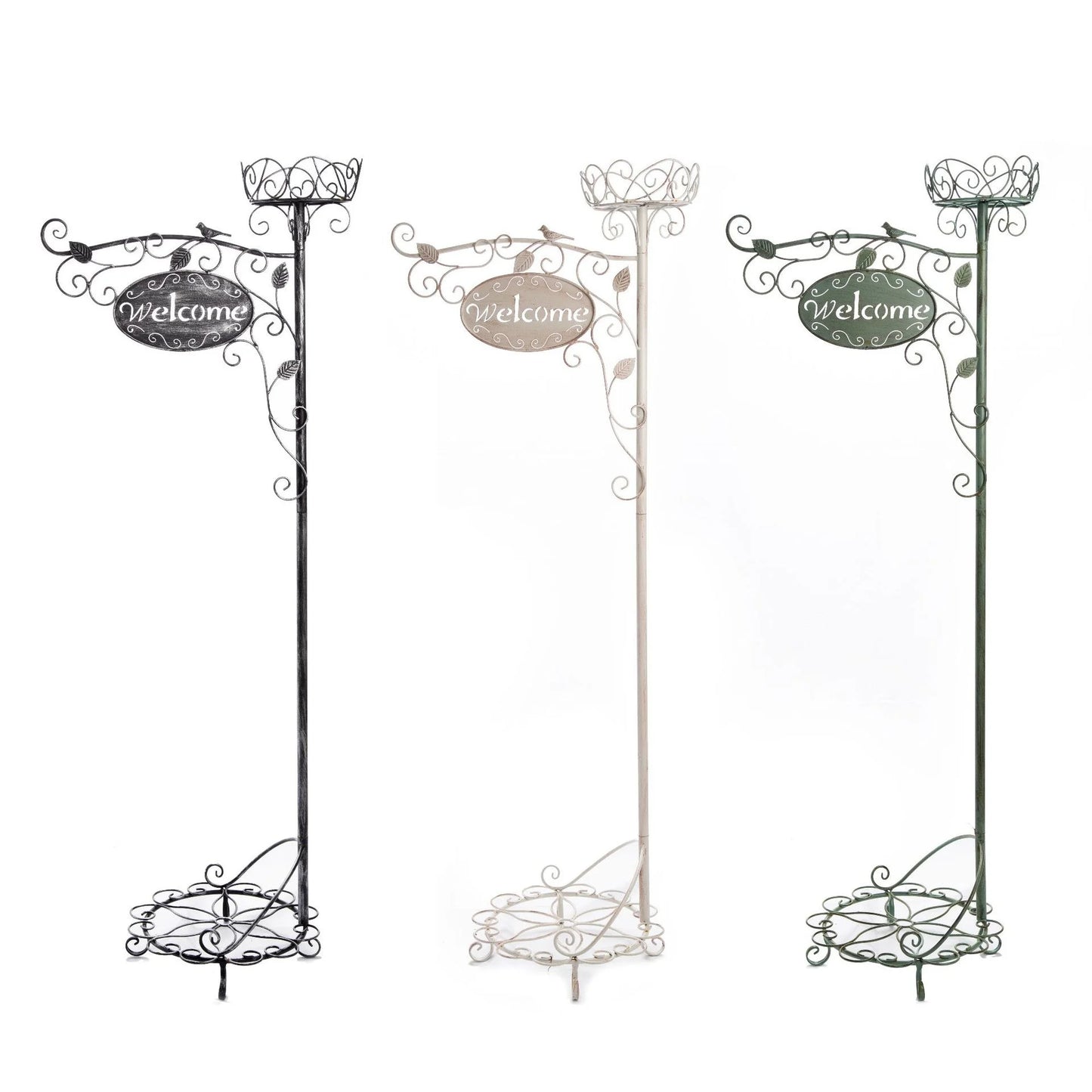 Wrought iron welcome to double basket three-dimensional flower stand floor garden decoration climbing vine shelf