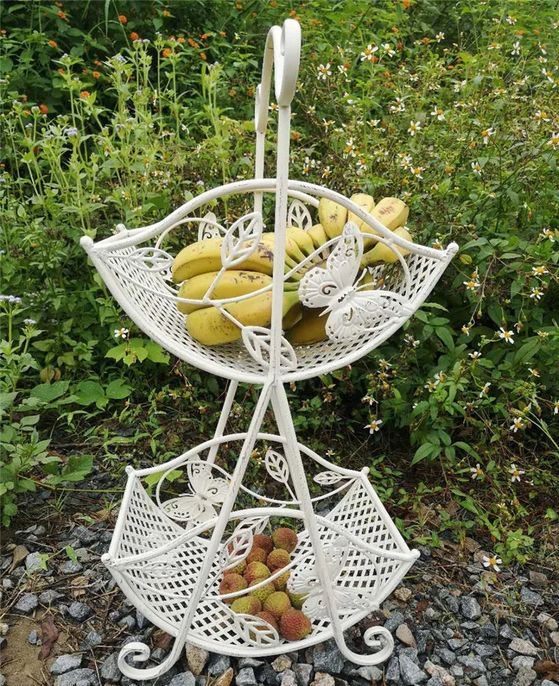 butterfly iron multi-layer flower rack storage rack Creative half-round hand basket fruit snacks storage basket