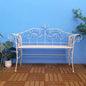 Vintage Metal Wrought Iron Foldable Slatted Design Patio Bench Outdoor Garden Bench