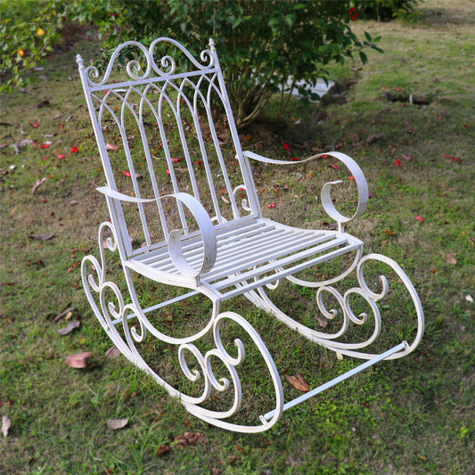 Garden & Patio Furniture Decoration Wrought Iron Outdoor Rocking Chair Metal Rocking Chair