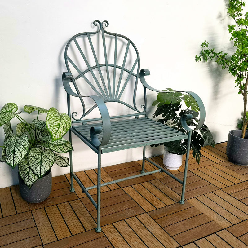 Vintage Metal Garden Outdoor Folding Chairs Bench Seating Wrought Iron Benches