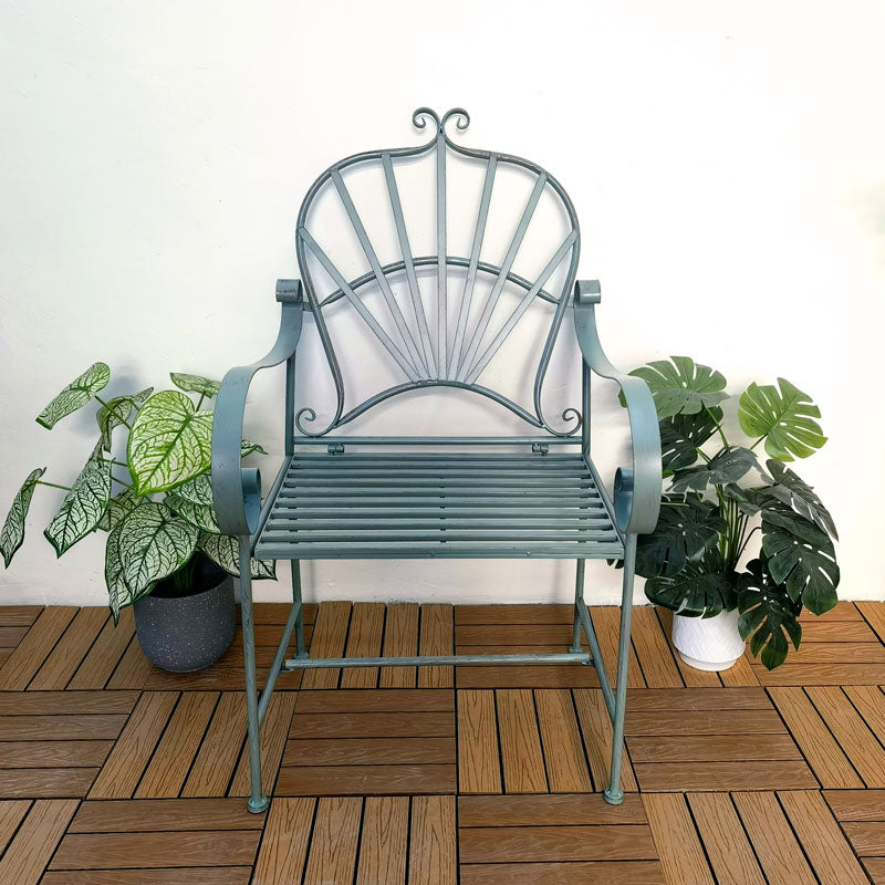 Vintage Metal Garden Outdoor Folding Chairs Bench Seating Wrought Iron Benches