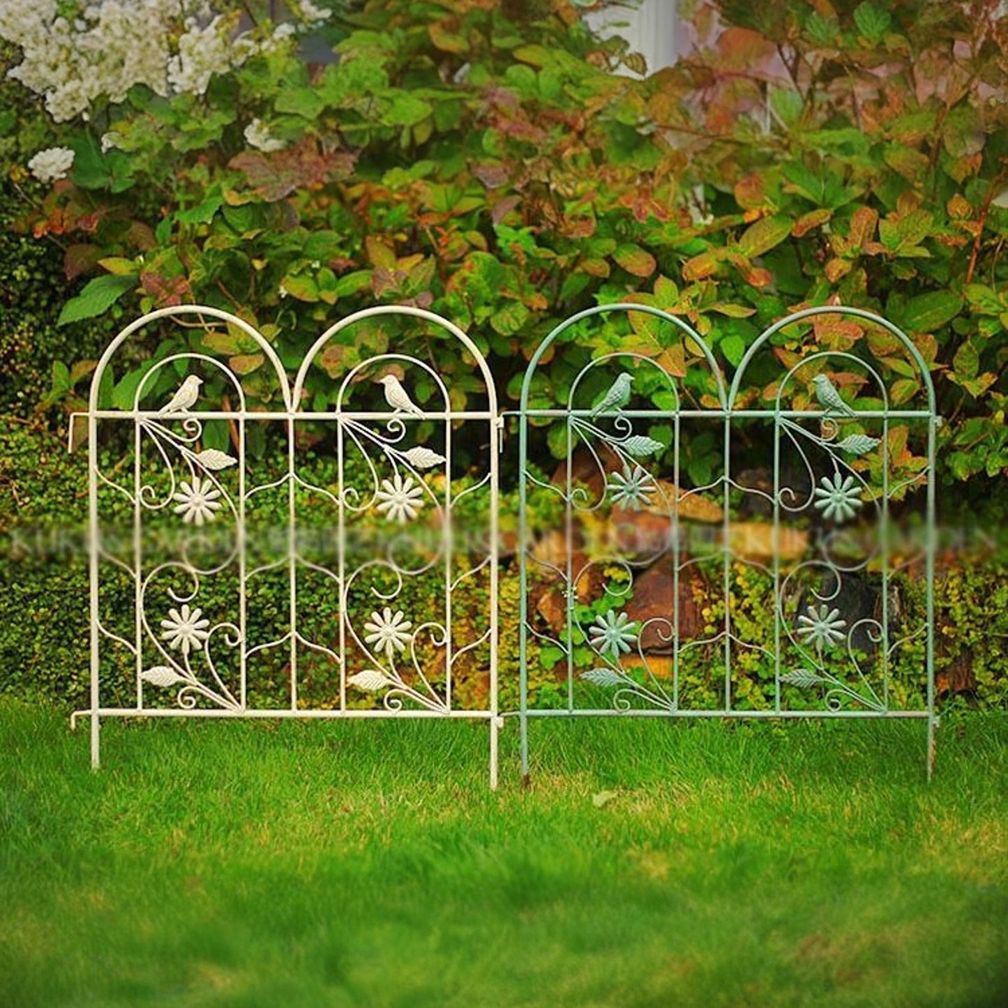 Animal Barrier Fence No Dig Garden Decorative Fence Rustproof Metal Wire Panel Border for Dog Rabbits Ground Stakes