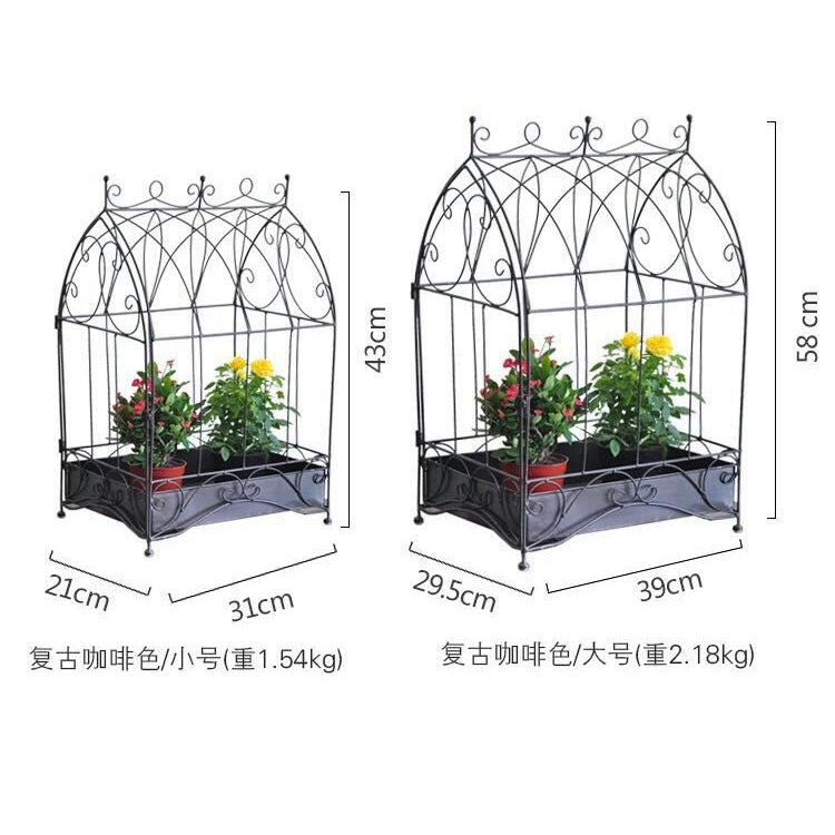 Wholesale 2 Sets Wire Cage Plant Stand metal decorative bird cages for flower shelf